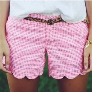 Lilly Pulitzer Buttercup Scalloped Shorts Fiesta Pink Gingham Check